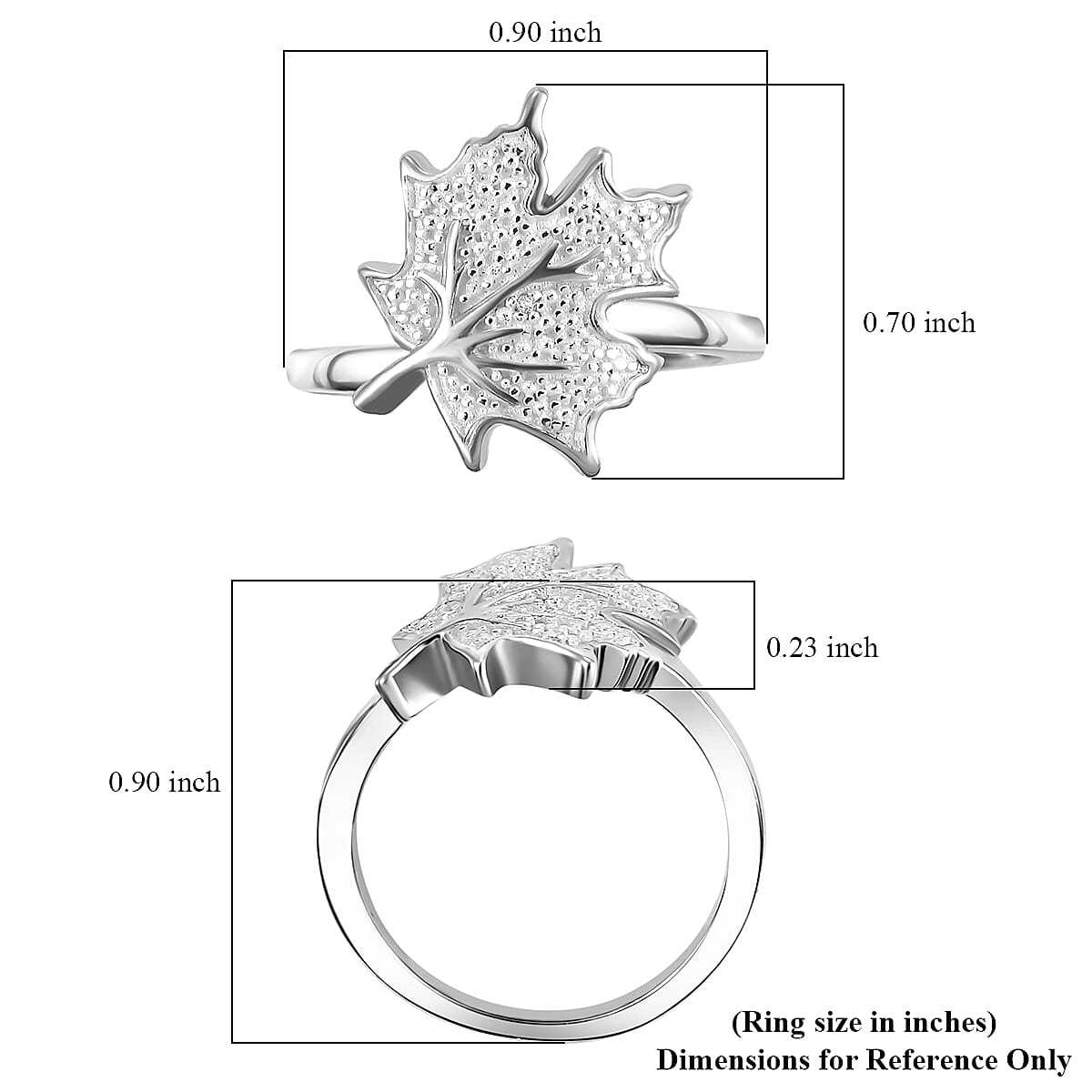 Karis White Diamond Accent Leaf Ring in Platinum Bond (Size 10.0)