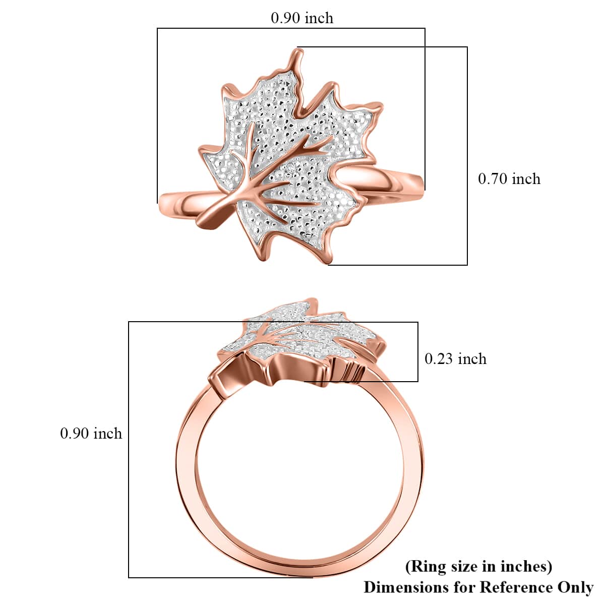 Karis White Diamond Accent Leaf Ring in 18K RG Plated and Platinum Bond (Size 10.0) image number 5