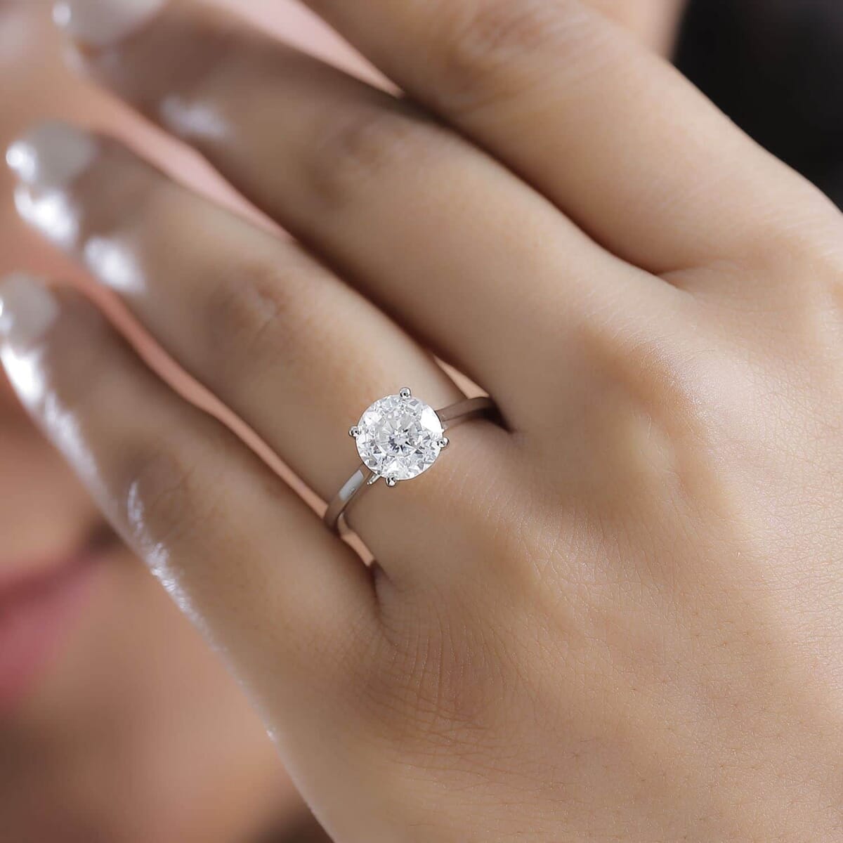 950 Platinum 120 Facet Moissanite (Rnd 8mm) Solitaire Ring (Size 8.5) 1.90 ctw image number 2