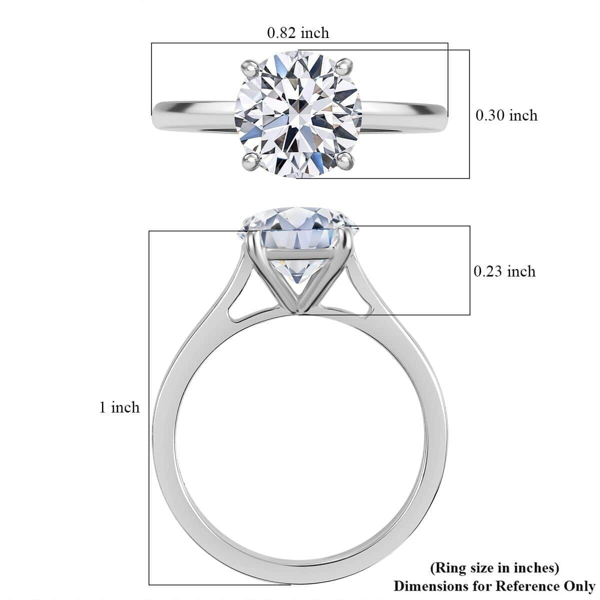 950 Platinum 120 Facet Moissanite (Rnd 8mm) Solitaire Ring (Size 8.5) 1.90 ctw image number 5