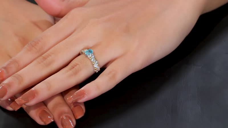 Premium Cambodian Blue Zircon, Moissanite Ring in 18K Vermeil YG and Rhodium Over Sterling Silver (Size 6.0) 2.50 ctw