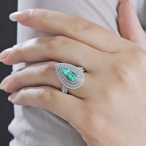 Rhapsody AAAA Paraiba Tourmaline, Diamond Ring in 950 Platinum 3.11 ctw (Size 8.0) With Free Paraiba Book