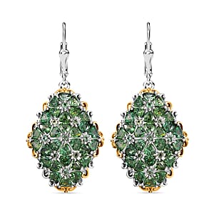Tanzanian Natural Green Apatite 11.00 ctw Bunch of Flower Earrings in Rhodium Over Sterling Silver