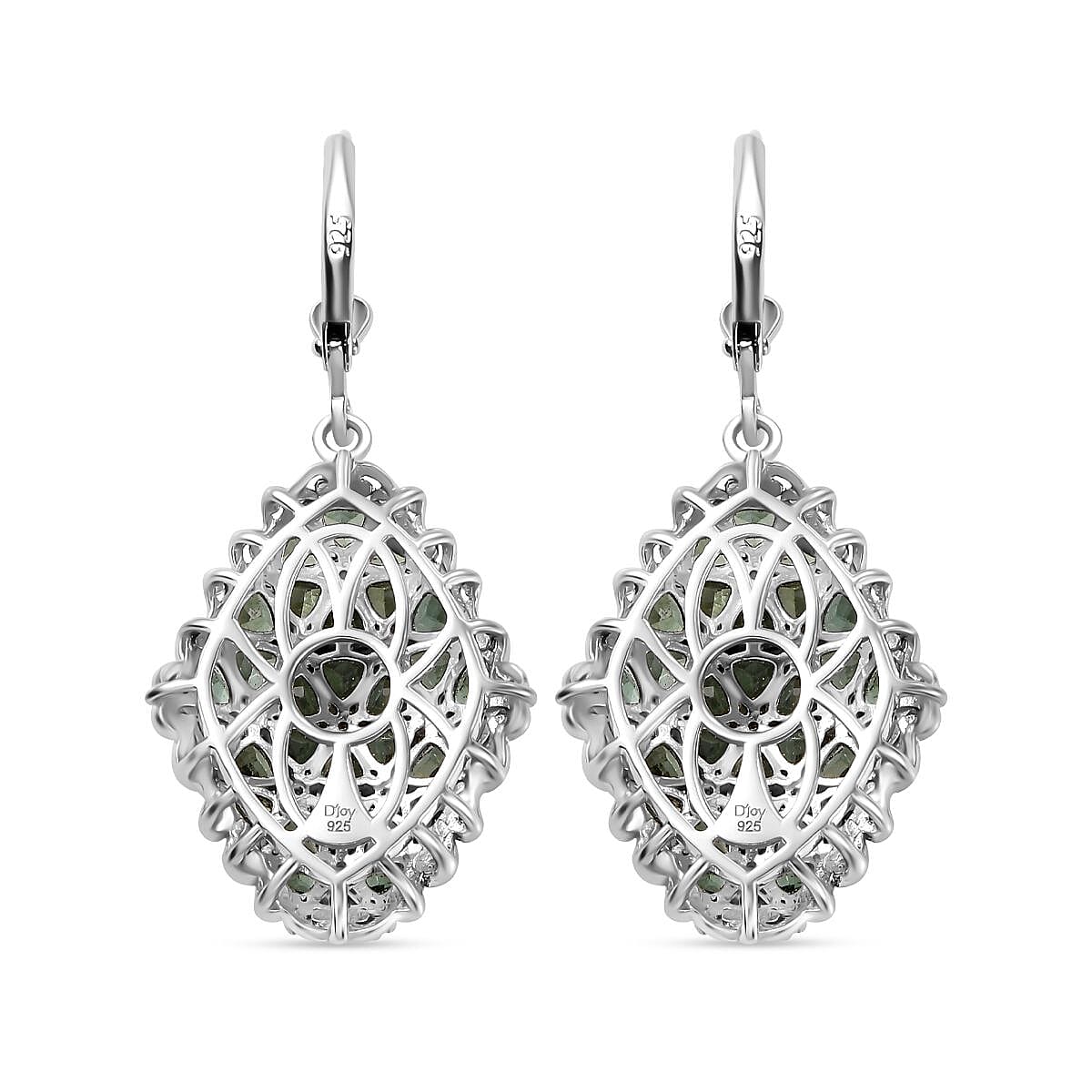 Tanzanian Natural Green Apatite 11.00 ctw Bunch of Flower Earrings in Rhodium Over Sterling Silver image number 3