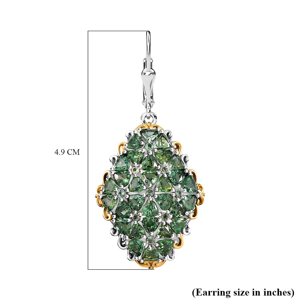Tanzanian Natural Green Apatite 11.00 ctw Bunch of Flower Earrings in Rhodium Over Sterling Silver image number 4