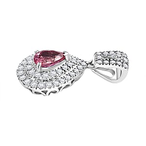Certified & Appraised Rhapsody AAAA Padparadscha Sapphire and E-F VS2 Diamond 1.55 ctw Pendant without Chain in 950 Platinum 4.20 Grams