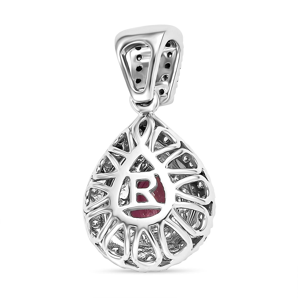 Certified & Appraised Rhapsody AAAA Padparadscha Sapphire and E-F VS2 Diamond 1.55 ctw Pendant without Chain in 950 Platinum 4.20 Grams