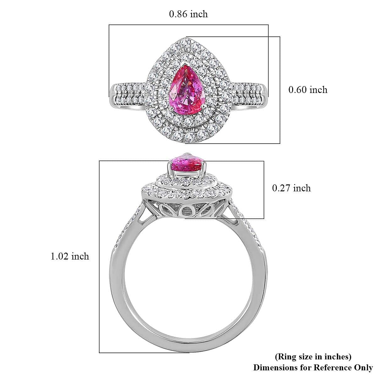 Certified & Appraised Rhapsody AAAA Padparadscha Sapphire and E-F VS2 Diamond 1.50 ctw Double Halo Ring in 950 Platinum (Size 8.5) 7.11 Grams image number 5