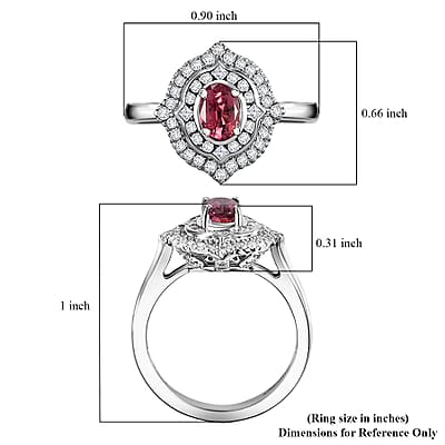 Certified & Appraised Rhapsody 950 Platinum AAAA Padparadscha Sapphire, Diamond (E-F, VS2) (0.45 cts) Ring (Size 7.0) (6.78 g) 1.53 ctw
