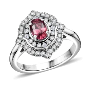 Certified & Appraised Rhapsody AAAA Padparadscha Sapphire and E-F VS2 Diamond 1.53 ctw Ring in 950 Platinum (Size 7.0) 6.78 Grams