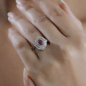 Certified & Appraised Rhapsody AAAA Padparadscha Sapphire and E-F VS2 Diamond 1.53 ctw Ring in 950 Platinum (Size 7.0) 6.78 Grams