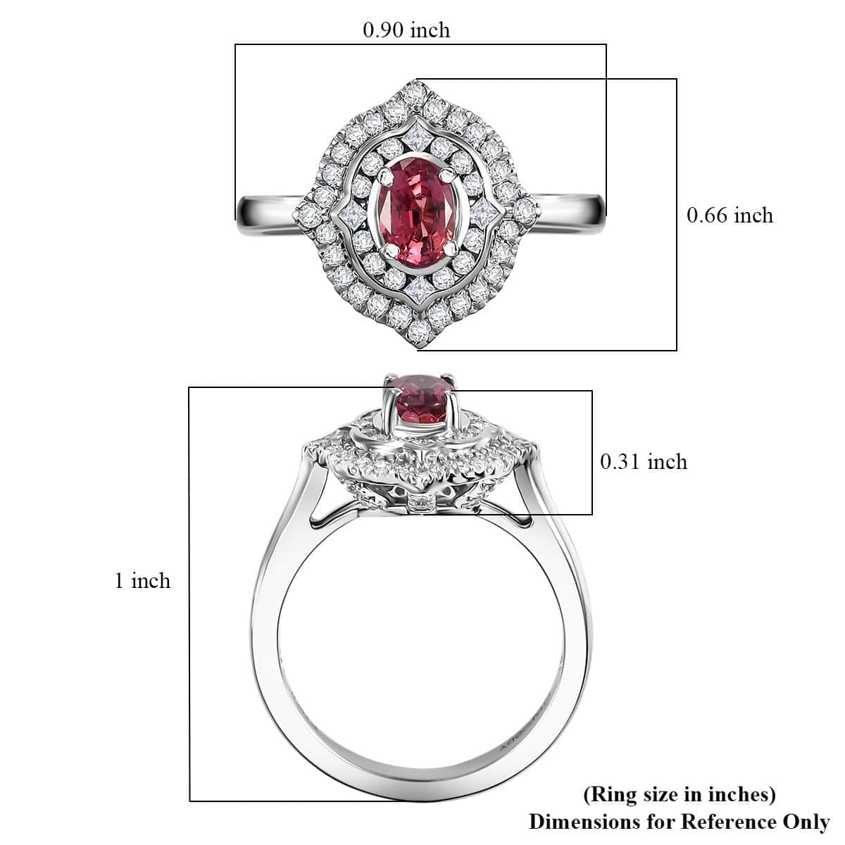 Certified & Appraised Rhapsody AAAA Padparadscha Sapphire and E-F VS2 Diamond 1.53 ctw Ring in 950 Platinum (Size 7.0) 6.78 Grams image number 5