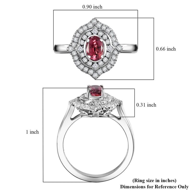 Certified & Appraised Rhapsody AAAA Padparadscha Sapphire and E-F VS2 Diamond 1.53 ctw Ring in 950 Platinum (Size 9.0) 6.78 Grams