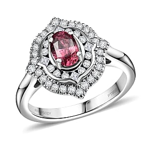 Certified & Appraised Rhapsody AAAA Padparadscha Sapphire and E-F VS2 Diamond 1.53 ctw Ring in 950 Platinum (Size 9.5) 6.78 Grams