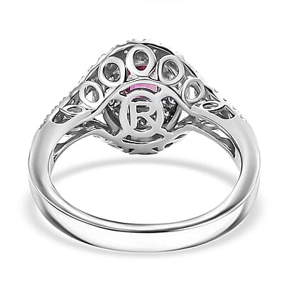 Certified & Appraised Rhapsody AAAA Padparadscha Sapphire and E-F VS2 Diamond 1.75 ctw Ring in 950 Platinum (Size 11.0) 6.65 Grams