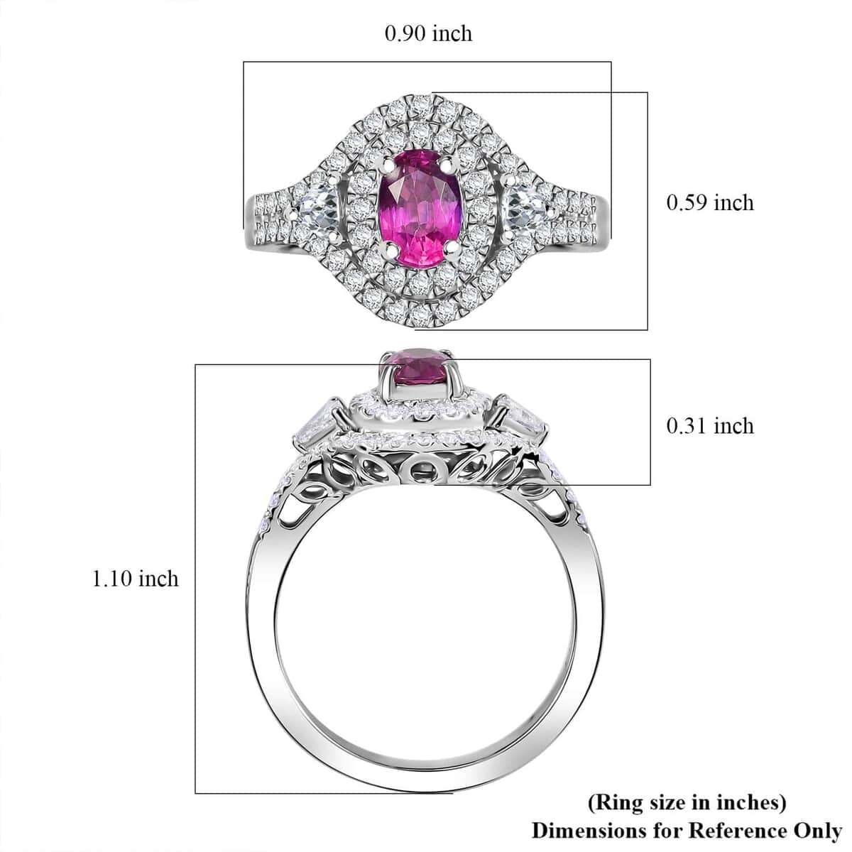 Certified & Appraised Rhapsody AAAA Padparadscha Sapphire and E-F VS2 Diamond 1.75 ctw Ring in 950 Platinum (Size 7.0) 6.65 Grams image number 5