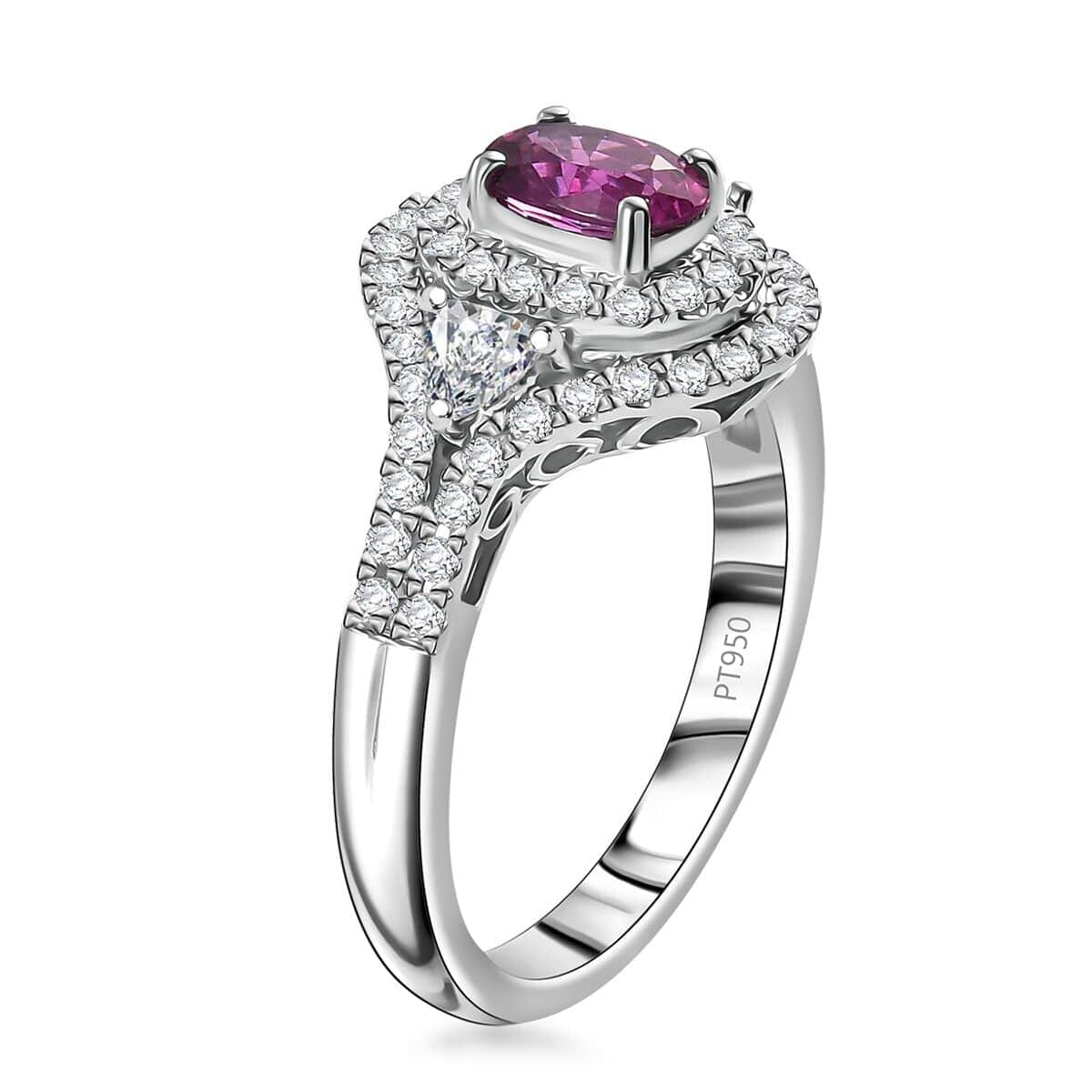 Certified & Appraised Rhapsody AAAA Padparadscha Sapphire and E-F VS2 Diamond 1.75 ctw Ring in 950 Platinum (Size 8.5) 6.65 Grams image number 3