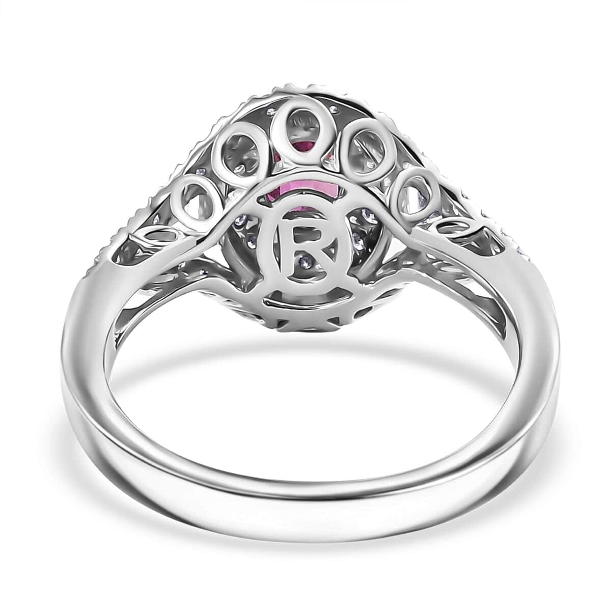 Certified & Appraised Rhapsody AAAA Padparadscha Sapphire and E-F VS2 Diamond 1.75 ctw Ring in 950 Platinum (Size 8.5) 6.65 Grams image number 4