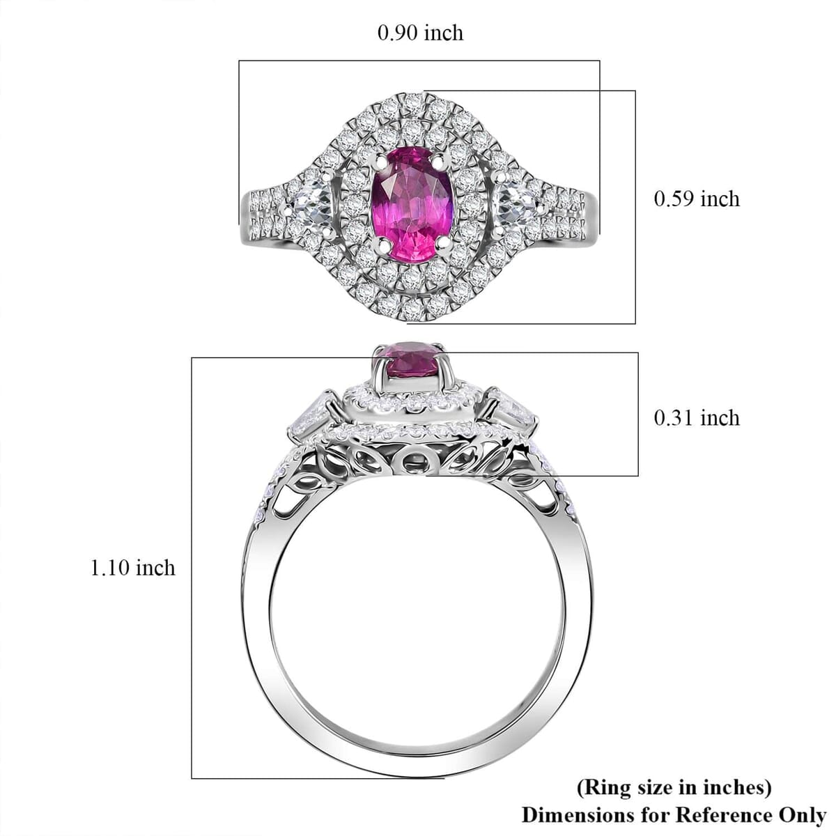 Certified & Appraised Rhapsody AAAA Padparadscha Sapphire and E-F VS2 Diamond 1.75 ctw Ring in 950 Platinum (Size 8.5) 6.65 Grams image number 5
