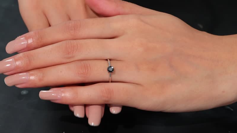 Black Diamond (IR) Solitaire Ring in Rhodium Over Sterling Silver (Size 10.0) 0.50 ctw