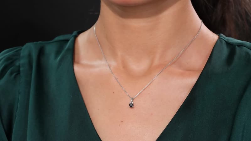 D'Joy Black Diamond 0.50 ctw Solitaire Pendant without Chain in Rhodium Over Sterling Silver