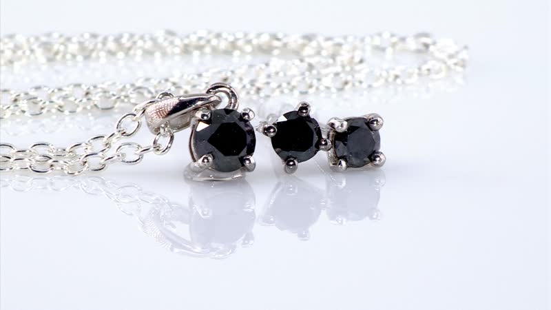 D'Joy Black Diamond 0.50 ctw Solitaire Pendant without Chain in Rhodium Over Sterling Silver