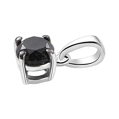 D'Joy Black Diamond 0.50 ctw Solitaire Pendant without Chain in Rhodium Over Sterling Silver