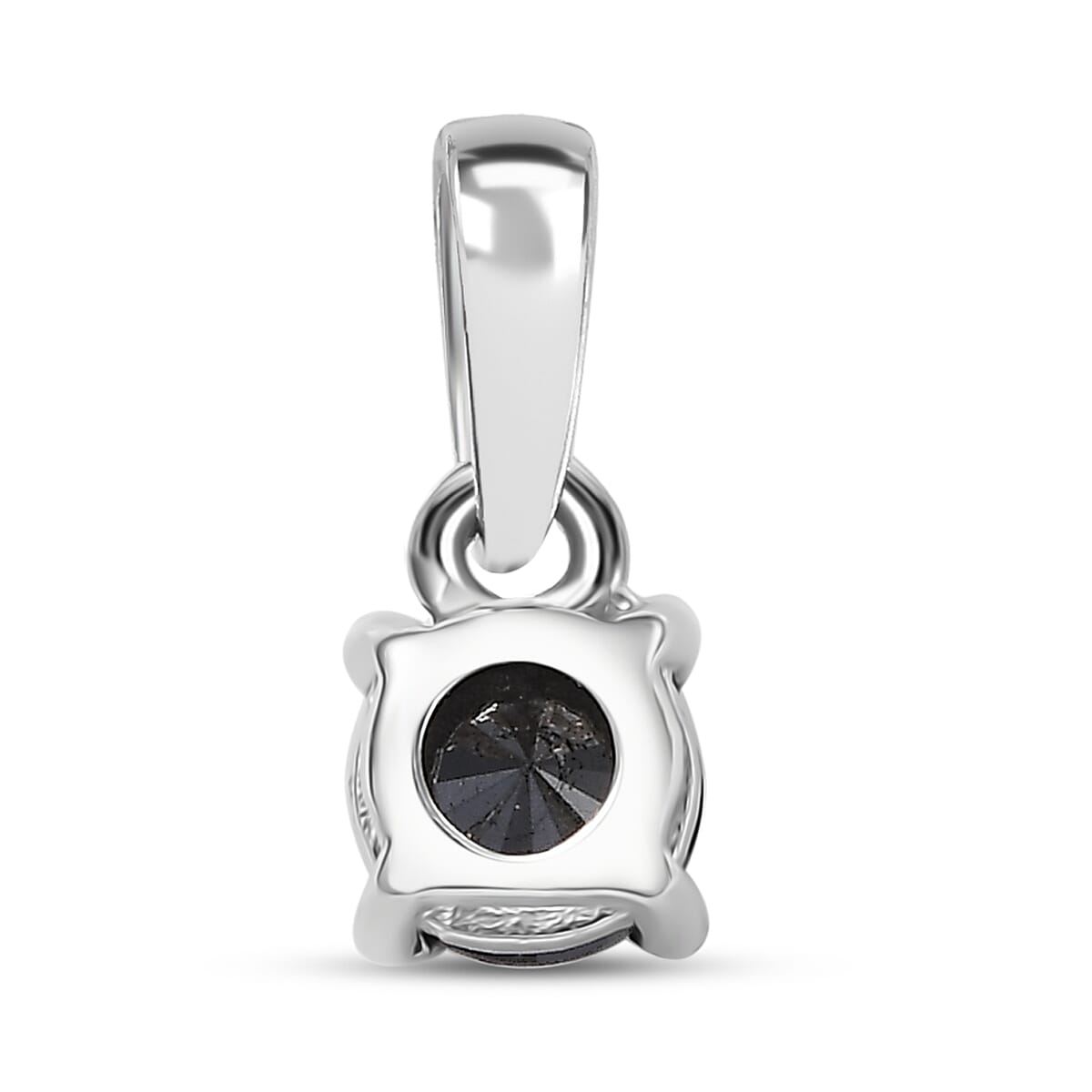D'Joy Black Diamond 0.50 ctw Solitaire Pendant without Chain in Rhodium Over Sterling Silver