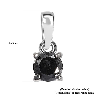 D'Joy Black Diamond 0.50 ctw Solitaire Pendant without Chain in Rhodium Over Sterling Silver