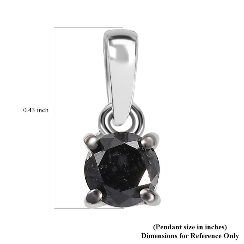D'Joy Black Diamond 0.50 ctw Solitaire Pendant without Chain in Rhodium Over Sterling Silver