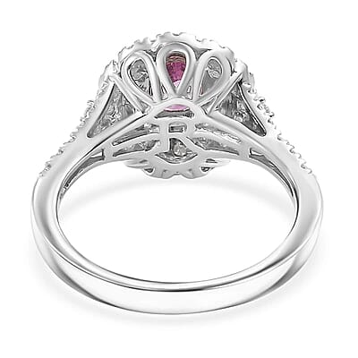 Certified & Appraised Rhapsody AAAA Padparadscha Sapphire and E-F VS2 Diamond 1.80 ctw Ring in 950 Platinum (Size 5.0) 6 Grams