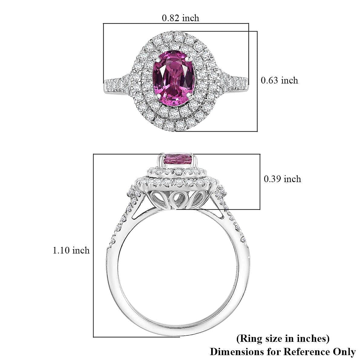 Certified & Appraised Rhapsody 950 Platinum AAAA Padparadscha Sapphire, Diamond (E-F, VS2) (0.61 cts ) Ring (Size 6.0) (6 g) 1.80 ctw image number 5