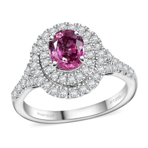 Certified & Appraised Rhapsody AAAA Padparadscha Sapphire and E-F VS2 Diamond 1.80 ctw Ring in 950 Platinum (Size 6.5) 6 Grams