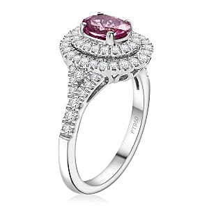 Certified & Appraised Rhapsody AAAA Padparadscha Sapphire and E-F VS2 Diamond 1.80 ctw Ring in 950 Platinum (Size 6.5) 6 Grams