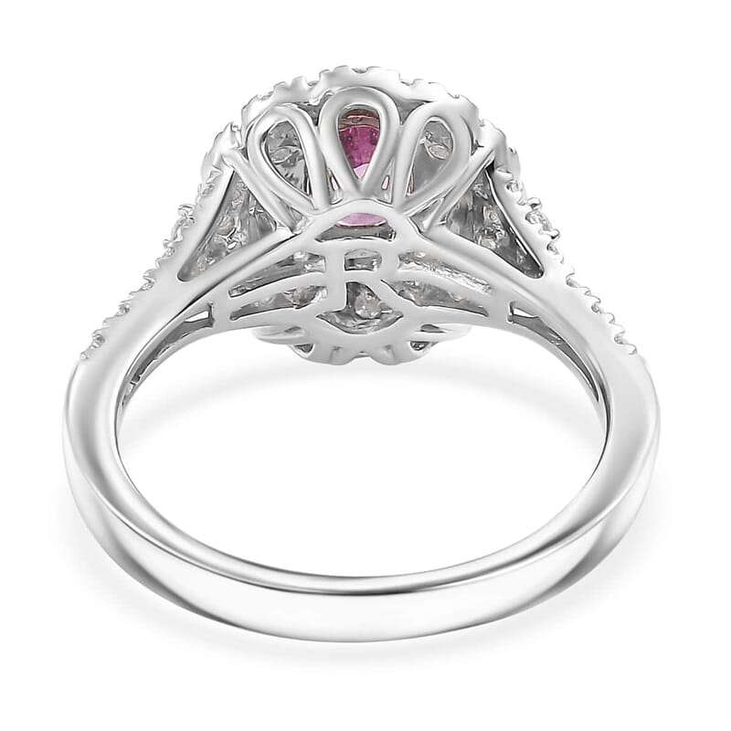 Certified & Appraised Rhapsody AAAA Padparadscha Sapphire and E-F VS2 Diamond 1.80 ctw Ring in 950 Platinum (Size 6.5) 6 Grams