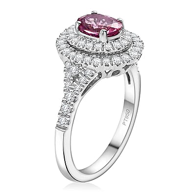 Certified & Appraised Rhapsody AAAA Padparadscha Sapphire and E-F VS2 Diamond 1.80 ctw Ring in 950 Platinum (Size 8.0) 6 Grams