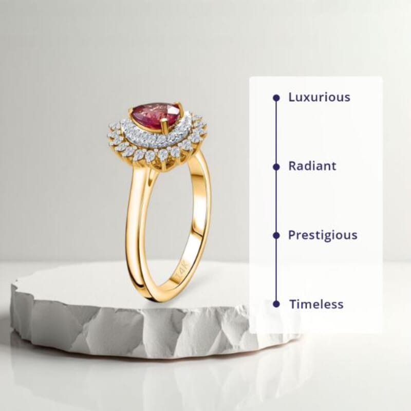 Certified & Appraised Luxoro AAA Padparadscha Sapphire and G-H I2 Diamond 1.25 ctw Ring in 14K Yellow Gold (Size 10.0)