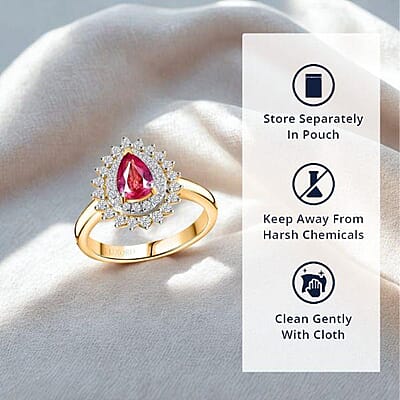Certified & Appraised Luxoro AAA Padparadscha Sapphire and G-H I2 Diamond 1.25 ctw Ring in 14K Yellow Gold (Size 11.0)