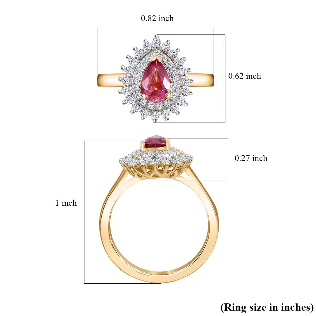 Certified & Appraised Luxoro AAA Padparadscha Sapphire and G-H I2 Diamond 1.25 ctw Ring in 14K Yellow Gold (Size 7.0) image number 4