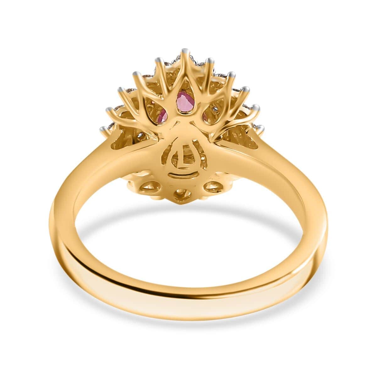 Certified & Appraised Luxoro AAA Padparadscha Sapphire and G-H I2 Diamond 1.25 ctw Ring in 14K Yellow Gold (Size 7.5) image number 3