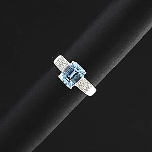 Certified & Appraised AAA Santa Maria Aquamarine and G-H I2 Diamond 1.75 ctw Ring in 14K White Gold (Size 10.0) 4.44 Grams
