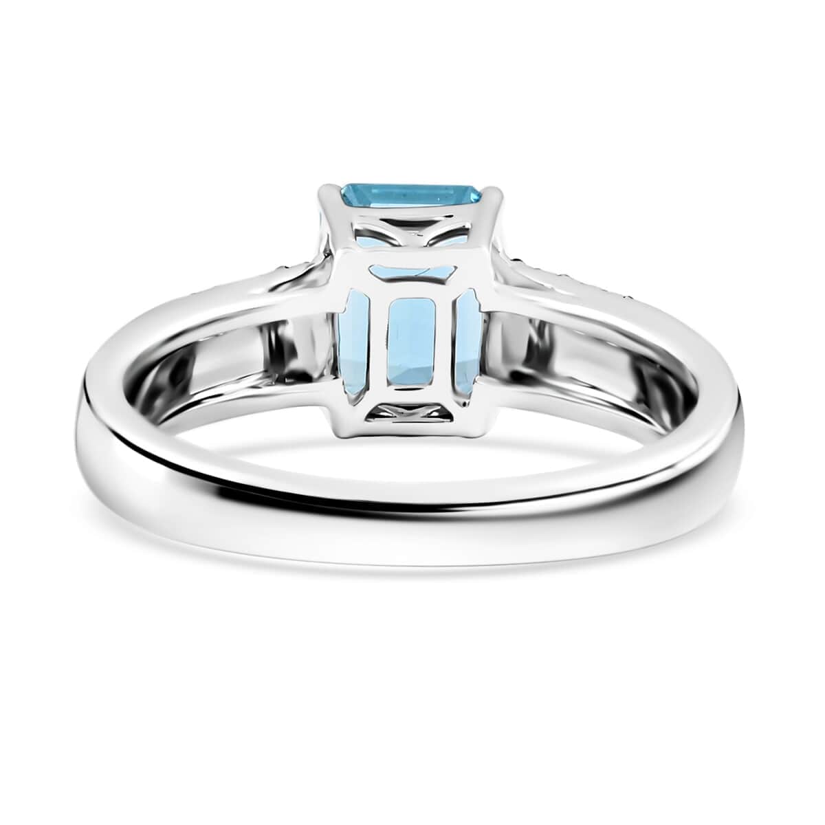 Certified & Appraised AAA Santa Maria Aquamarine and G-H I2 Diamond 1.75 ctw Ring in 14K White Gold (Size 10.0) 4.44 Grams image number 4