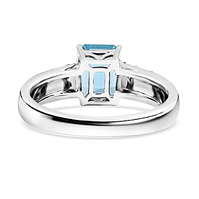 Certified & Appraised AAA Santa Maria Aquamarine and G-H I2 Diamond 1.75 ctw Ring in 14K White Gold (Size 10.0) 4.44 Grams
