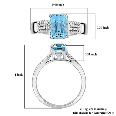 Certified & Appraised AAA Santa Maria Aquamarine and G-H I2 Diamond 1.75 ctw Ring in 14K White Gold (Size 10.0) 4.44 Grams