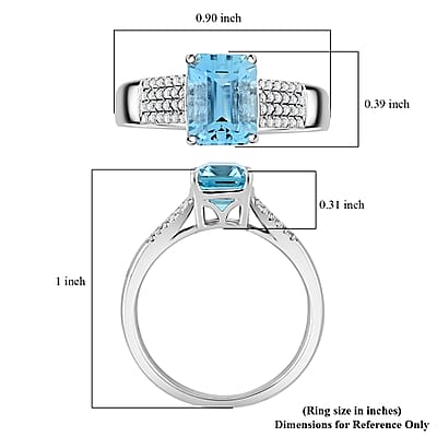 Certified & Appraised AAA Santa Maria Aquamarine and G-H I2 Diamond 1.75 ctw Ring in 14K White Gold (Size 11.0) 4.44 Grams