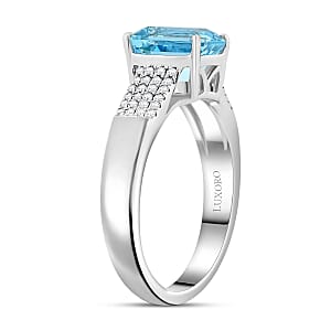 Certified & Appraised AAA Santa Maria Aquamarine and G-H I2 Diamond 1.75 ctw Ring in 14K White Gold (Size 9.0) 4.44 Grams