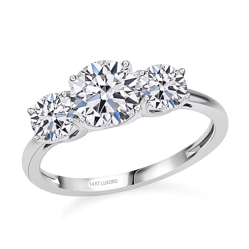 Luxuriant Lab Grown Diamond SI 1.50 ctw Trilogy Ring in 14K White Gold (Size 10.0)