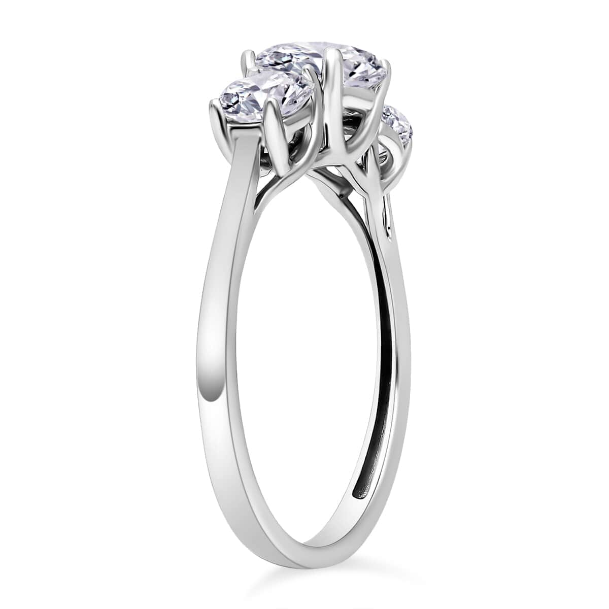 Luxuriant Lab Grown Diamond SI 1.50 ctw Trilogy Ring in 14K White Gold (Size 10.0) image number 3