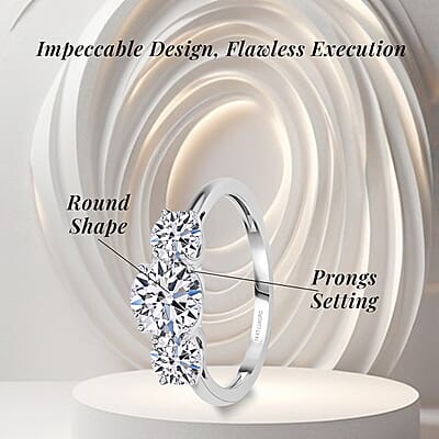 Luxuriant Lab Grown Diamond SI 1.50 ctw Trilogy Ring in 14K White Gold (Size 10.0)