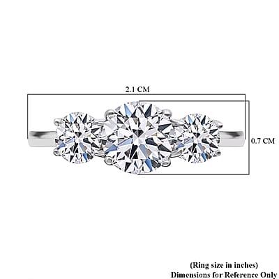 Luxuriant Lab Grown Diamond SI 1.50 ctw Trilogy Ring in 14K White Gold (Size 10.0)